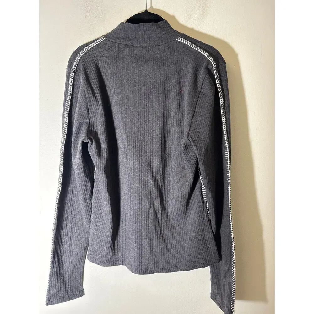 NWT J. Crew Charcoal Gray Ribbed Long Sleeve Sz L